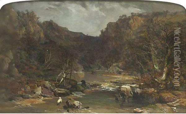 Extensive View Of A River Gorge Oil Painting - Charles Branwhite