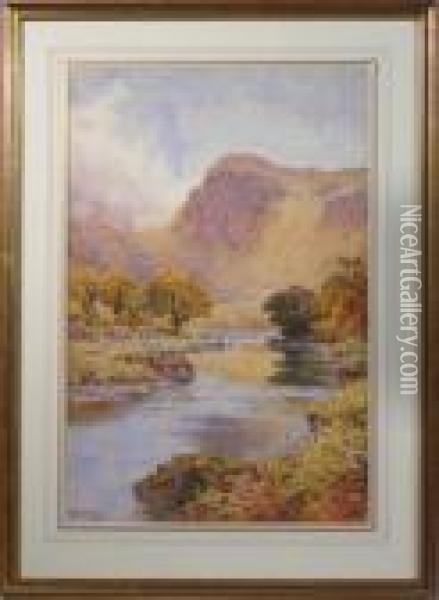 Mountain Landscape With Stream Oil Painting - Arthur Suker