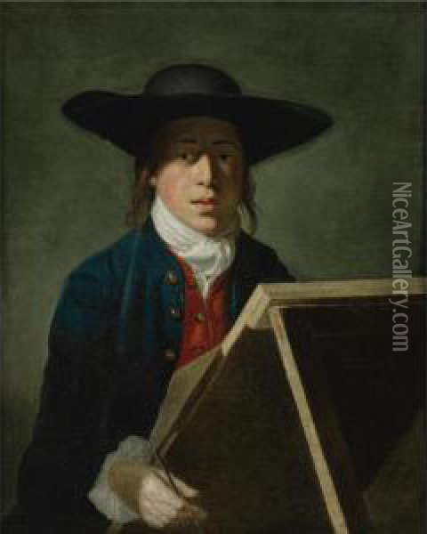 Portrait Of George Morland When A Young Man (at An Easel) Oil Painting - Henry Robert Morland