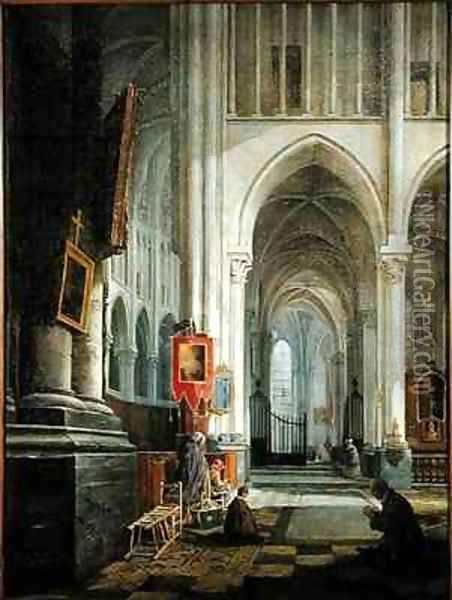 Interior of St Omer Cathedral Oil Painting - Hippolyte Joseph Cuvelier