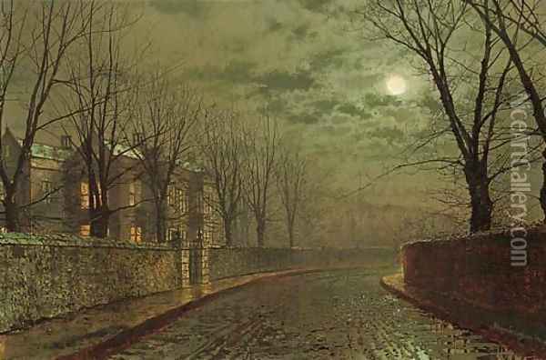 Silvery moonlight Oil Painting - John Atkinson Grimshaw