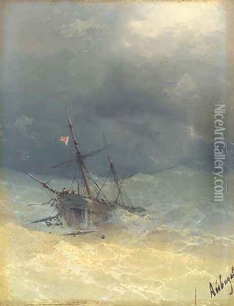 A ship in heavy seas Oil Painting - Ivan Konstantinovich Aivazovsky