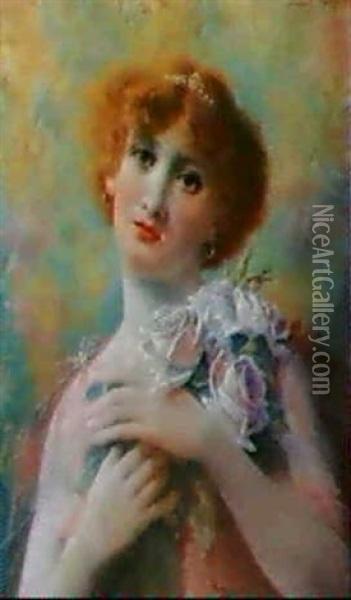 Damenportrat Oil Painting - C. J. van Landuyt