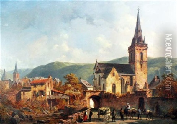 A Bavarian Village Oil Painting - Jacques Francois Carabain