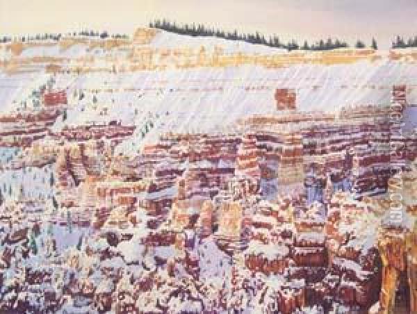 Snow Capped Mountain Range Oil Painting - Edmund William Evans