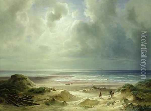 Dune by Hegoland Tranquil Sea Oil Painting - Carl Morgenstern