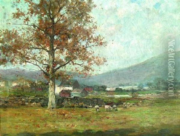 Autumn Farm Landscape Oil Painting - Charles Paul Gruppe