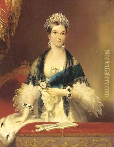 Portrait of Queen Victoria (1819-1901) Oil Painting - Edmund Thomas Parris