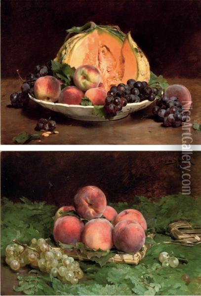 Peches Du Midi; Fruits D'automne Oil Painting - Louis De Schryver