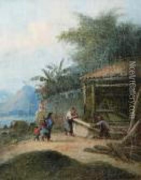 Chinese Woodcarvers Oil Painting - George Chinnery