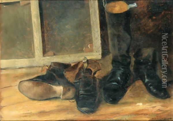 Still Life With Boots Oil Painting - Paul Trouillebert
