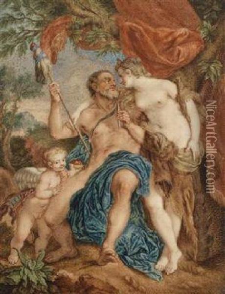 Hercules And Omphale Oil Painting - Francois Lemoine (see Lemoyne)