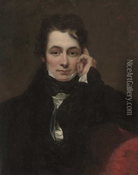 Portrait Of The Actor, John Philip Kemble, Seated In A Black Coat Oil Painting - James (Thomas J.) Northcote