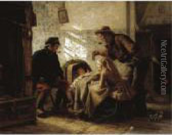 The New Arrival Oil Painting - Carl Wilhelm Hubner