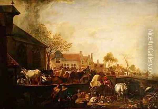 June in a Dutch Town Oil Painting - Aelbert Cuyp