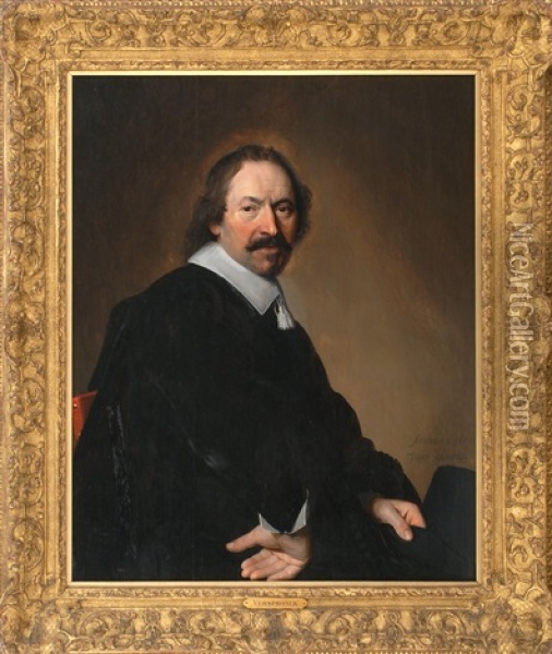 A Seated Gentleman, Possible A Self Portrait Oil Painting - Johannes Cornelisz Verspronck