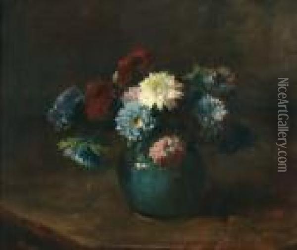 Bloemen In Gemberpot Oil Painting - Jacob Simon Hendrik Kever