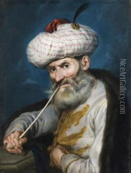 Ritratto Di Fumatore In Costume Orientale Oil Painting - Giacomo Ceruti (Il Pitocchetto)