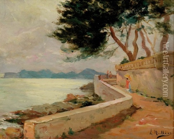 Promenade Sur La Corniche Oil Painting - Louis Nattero