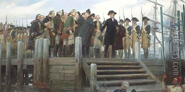 Washington's Farewell to the Army Oil Painting - Andrew Carrick Gow