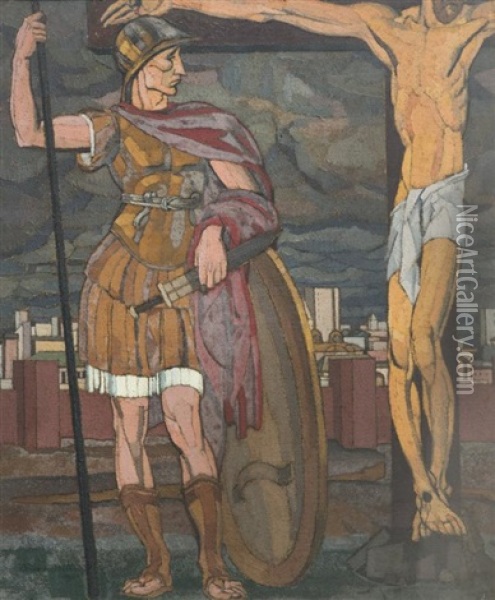Romain Devant La Croix Oil Painting - Louis Leon Eugene Billotey