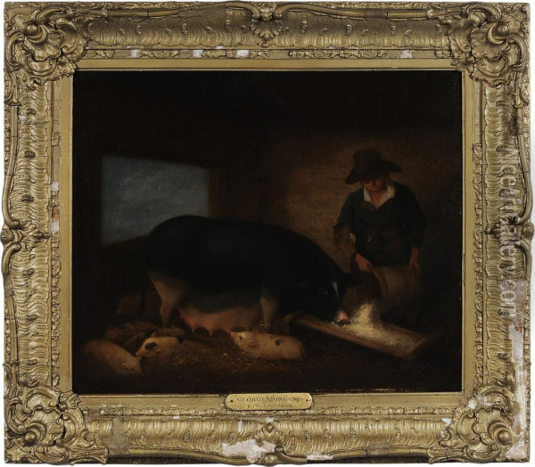 Sow Of The Improved Breeding Belonging To His Grace The Duke Of Bedford Oil Painting - George Morland