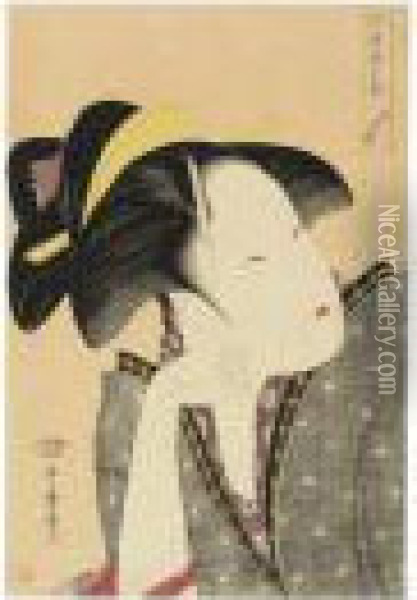 Mono Omou Koi (reflective Love),
 From The Series Of Five Printsentitled Kasen Koi No Bu (anthology Of 
Poems: The Love Section), C.1793-94 Oil Painting - Kitagawa Utamaro