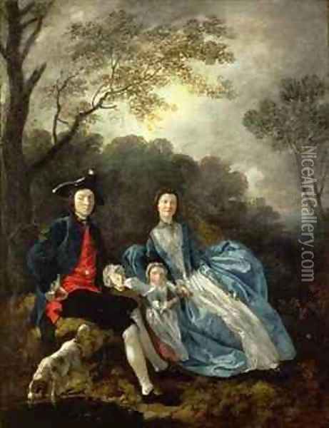 The Artist with his Wife and Daughter Oil Painting - Thomas Gainsborough