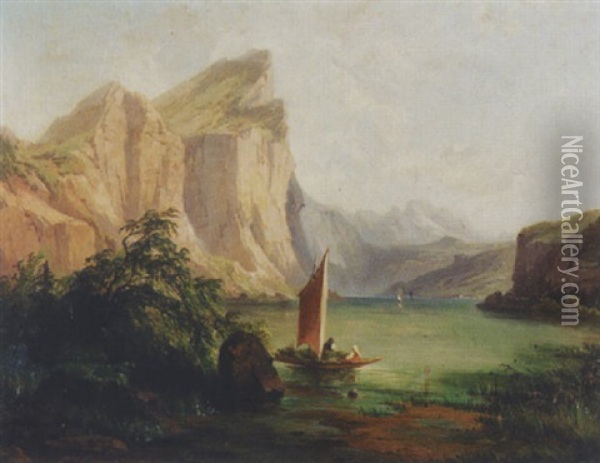 Landschaft Am Walensee Oil Painting - Georg Geyer