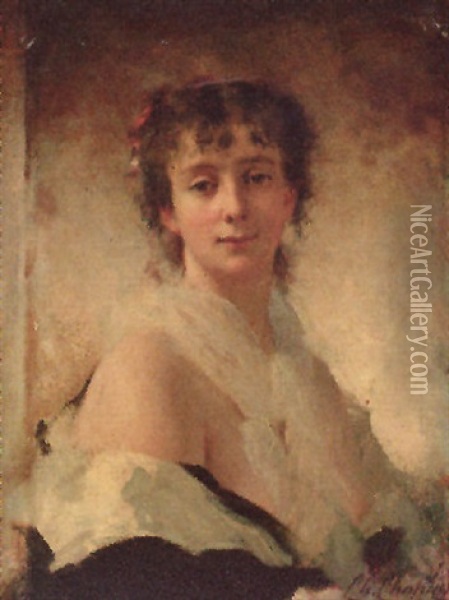 Buste De Jeune Femme Oil Painting - Charles Joshua Chaplin
