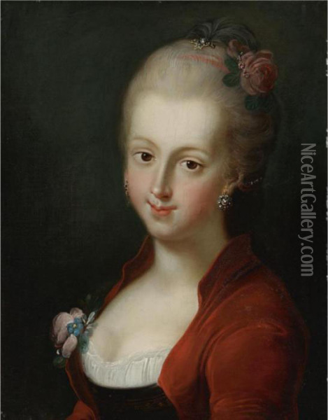 Portrait Of Maria Amalia Duchess Of Parma Oil Painting - Pietro Antonio Rotari