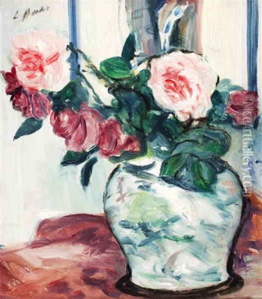Pink Roses Oil Painting - George Leslie Hunter