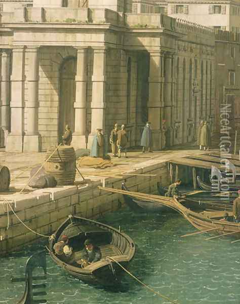 Entrance to the Grand Canal: Looking West, c.1738-42 (detail) Oil Painting - (Giovanni Antonio Canal) Canaletto