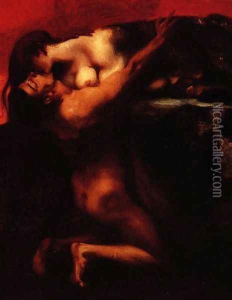 The Kiss of the Sphinx Oil Painting - Franz von Stuck