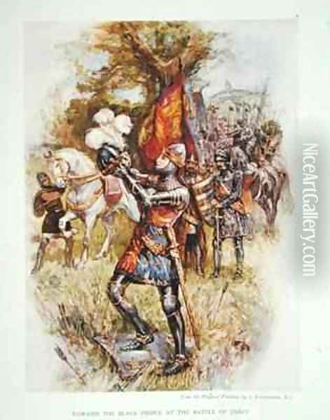 Edward the Black Prince at the Battle of Crecy in 1346 Oil Painting - Joseph Finnemore