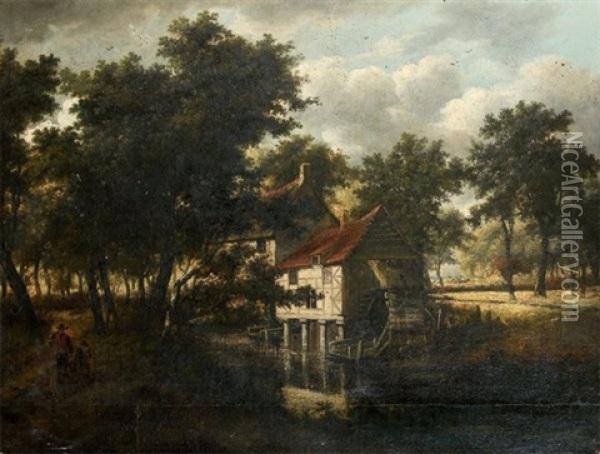 Le Moulin Dans La Prairie Oil Painting - Meindert Hobbema