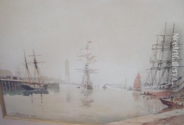 Dock Scene Oil Painting - J Brontto