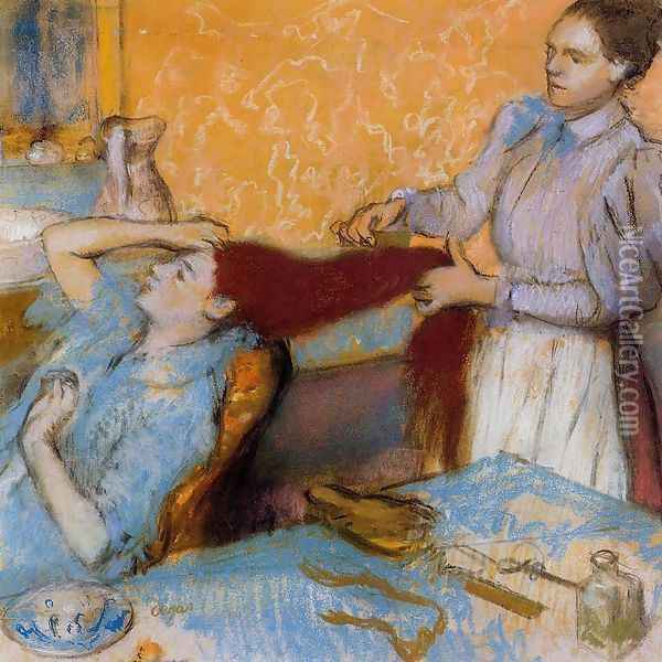 Woman Having Her Hair Combed I Oil Painting - Edgar Degas