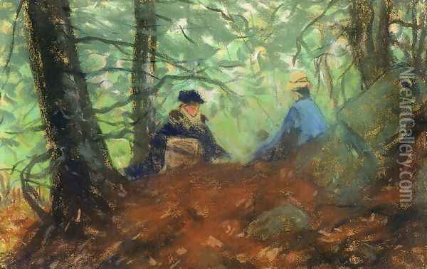 Two Girls In The Woods Oil Painting - Robert Henri