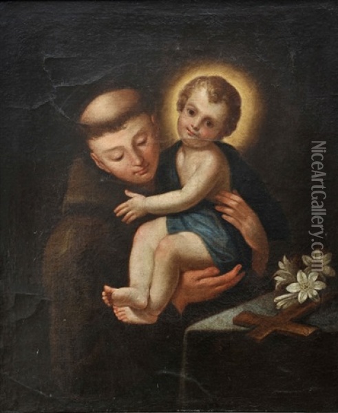 Santo Antonio Com Menino Jesus Oil Painting - Francisco Vieira de Mattos the Elder