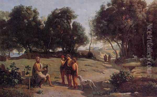 Homer and the Shepherds Oil Painting - Jean-Baptiste-Camille Corot