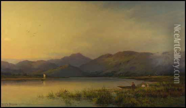 On The Lulugy, North Wales Oil Painting - Alfred de Breanski