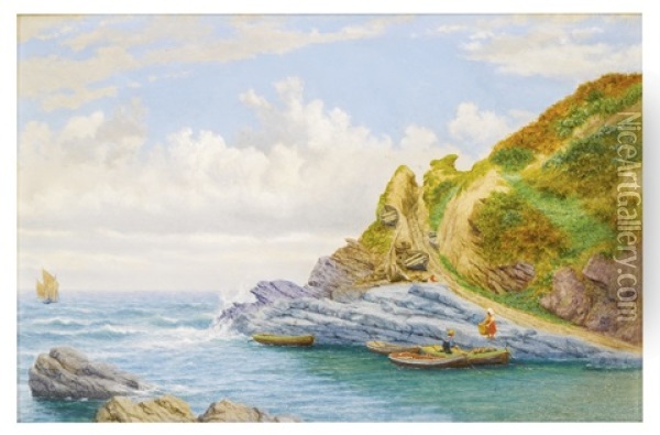 Prussia Cove, Marazion Bay, Cornwall Oil Painting - John Mulcaster Carrick