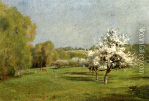 Pommiers En Fleurs Oil Painting - Emile Boulard