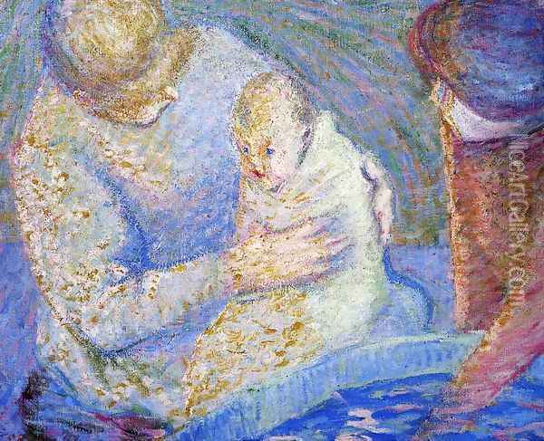 The Child Bathing Oil Painting - Theodore Butler