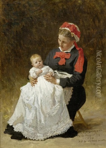 Junge Frau Mit Kind Oil Painting - Frederick Arthur Bridgman