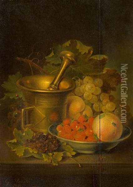 Fruchtestillleben Mit Morser Oil Painting - George Forster