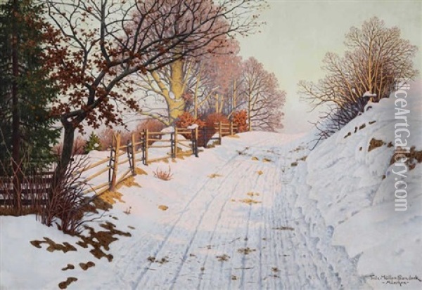 Sonnige Winterlandschaft Oil Painting - Fritz Mueller-Landeck