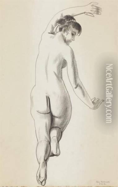 Nude With Arm Upraised Oil Painting - George Wesley Bellows