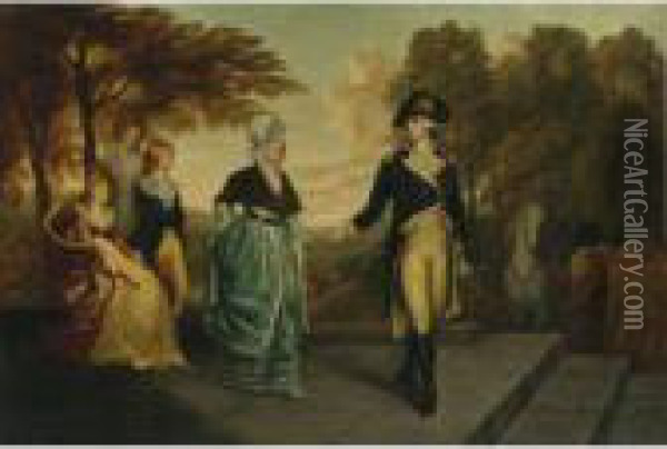 George Washington Leaving His Family Oil Painting - Jeremiah Paul